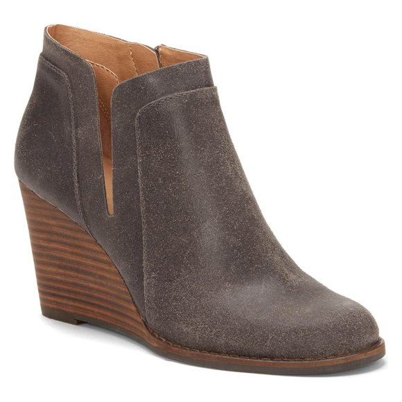 Lucky Brand Shoes - Women's Lucky Brand YABBA Ankle Boot STORM POWELL Wedge Stacked Leather Size 6.5